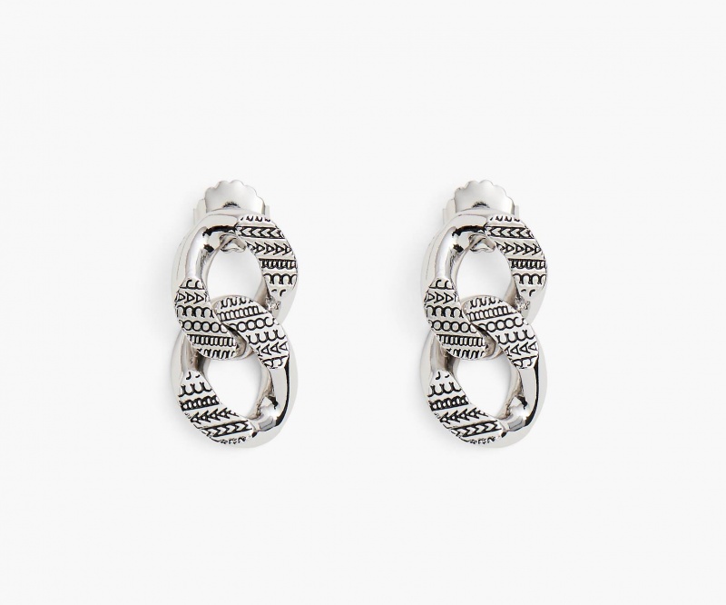 Marc Jacobs The Monogram Chain Link Earrings Light Silver | Australia_MJ82111