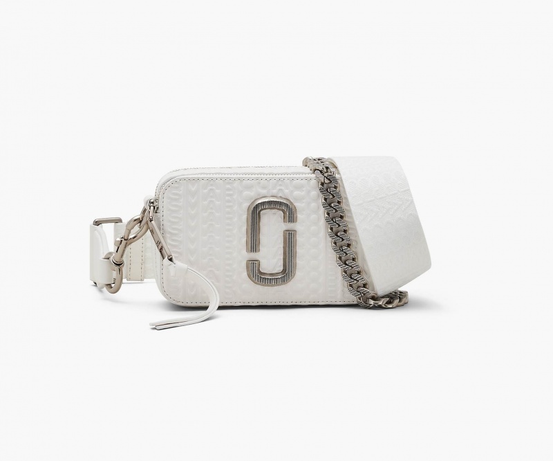 Marc Jacobs The Monogram Debossed Snapshot Crossbody Bags White | Australia_MJ80737