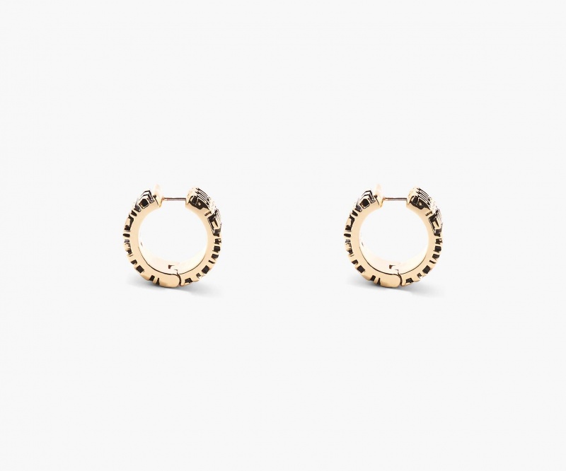 Marc Jacobs The Monogram Engraved Hoops Earrings Gold | Australia_MJ52024