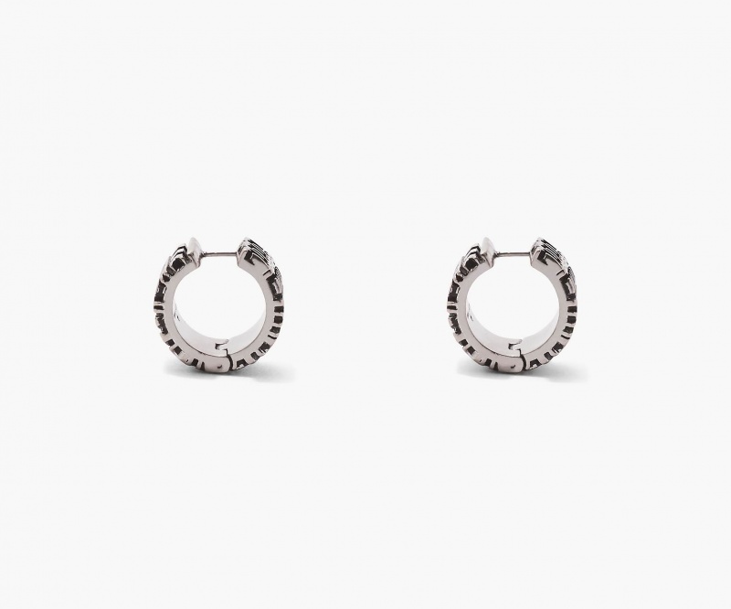 Marc Jacobs The Monogram Engraved Hoops Earrings Silver | Australia_MJ48774