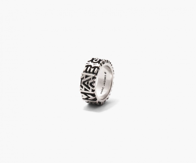 Marc Jacobs The Monogram Engraved Rings Silver | Australia_MJ78593