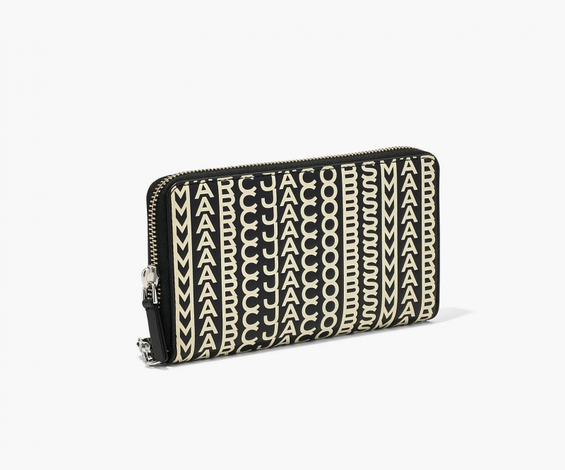 Marc Jacobs The Monogram Leather Continental Wallets Black / White | Australia_MJ39097