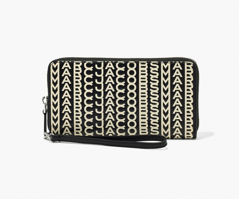 Marc Jacobs The Monogram Leather Continental Wallets Black / White | Australia_MJ39097