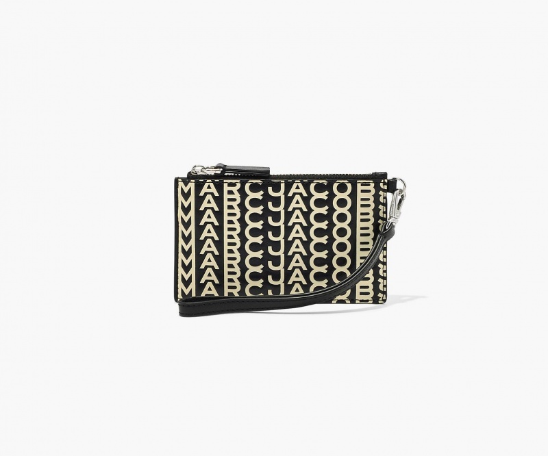 Marc Jacobs The Monogram Leather Top Zip Wallets Black / White | Australia_MJ36388