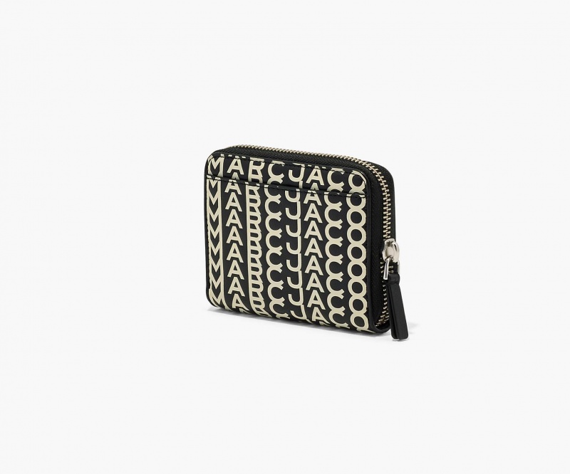 Marc Jacobs The Monogram Leather Zip Around Wallets Black / White | Australia_MJ77354