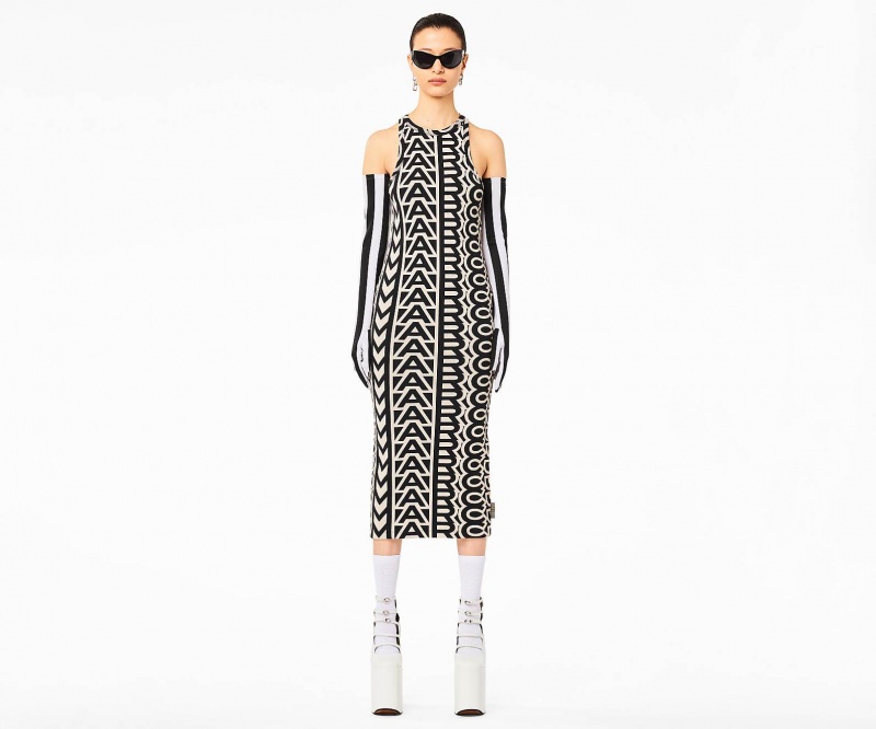 Marc Jacobs The Monogram Racer Rib Dress Black / White | Australia_MJ91786