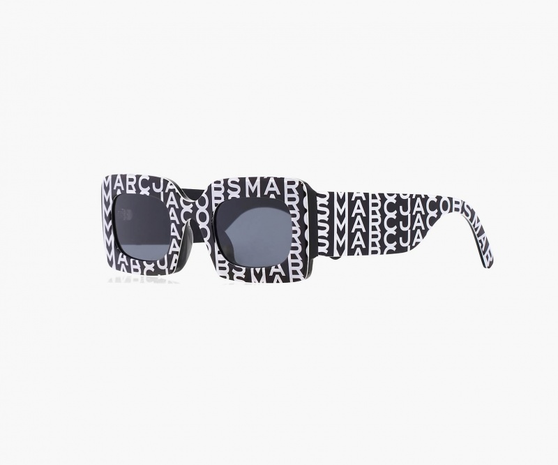 Marc Jacobs The Monogram Rectangular Sunglasses Black / White | Australia_MJ34473