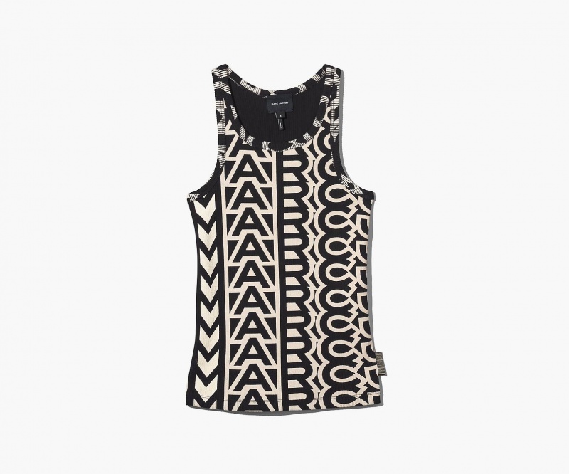 Marc Jacobs The Monogram Rib Tank Tops Black / White | Australia_MJ35249