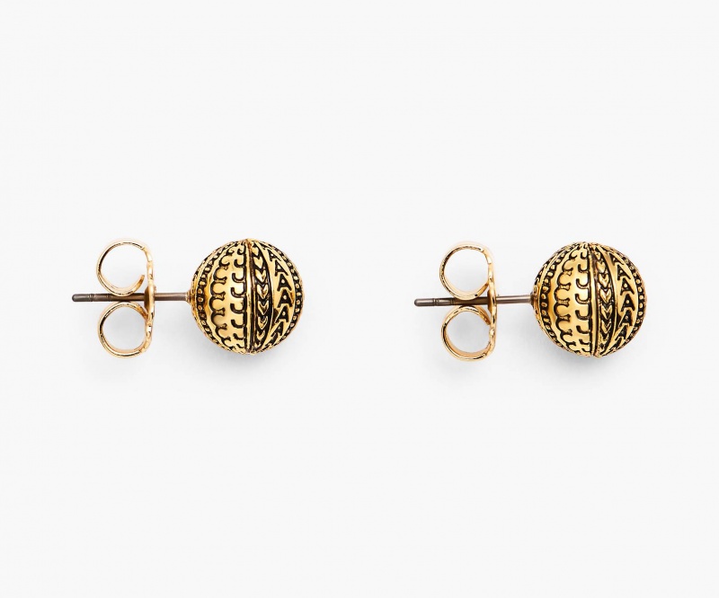 Marc Jacobs The Monogram Stud Earrings Light Gold | Australia_MJ32686