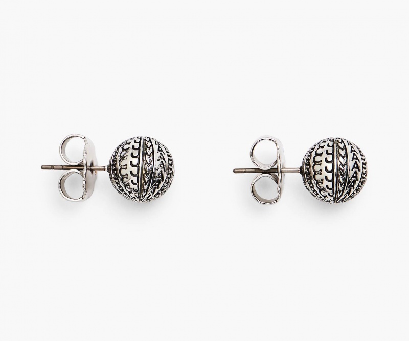 Marc Jacobs The Monogram Stud Earrings Light Silver | Australia_MJ17014