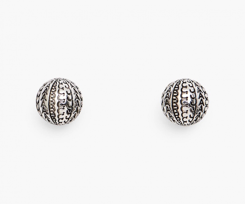 Marc Jacobs The Monogram Stud Earrings Light Silver | Australia_MJ17014