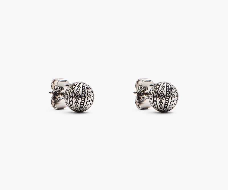 Marc Jacobs The Monogram Stud Earrings Light Silver | Australia_MJ17014