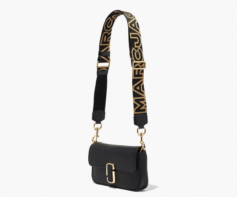 Marc Jacobs The Outline Logo Webbing Bag Strap Black / Gold | Australia_MJ31504