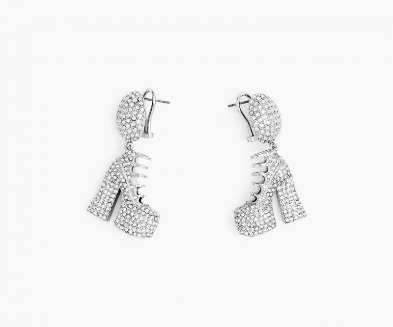 Marc Jacobs The Pave Kiki Boot Earrings Silver | Australia_MJ78513