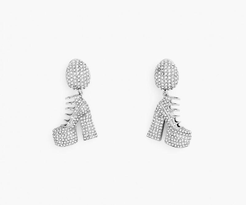 Marc Jacobs The Pave Kiki Boot Earrings Silver | Australia_MJ78513