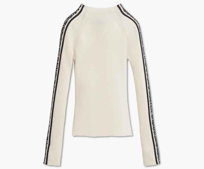 Marc Jacobs The Raglan Logo Mockneck Tops White / Black | Australia_MJ99857