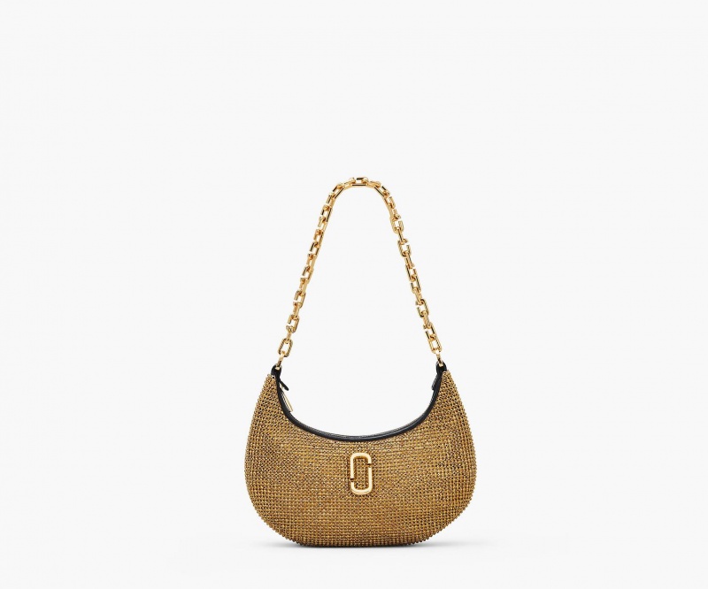 Marc Jacobs The Rhinestone Small Curve Shoulder Bags Gold | Australia_MJ77031