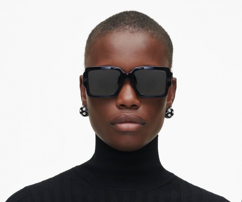 Marc Jacobs The Square Sunglasses Black / White | Australia_MJ66183