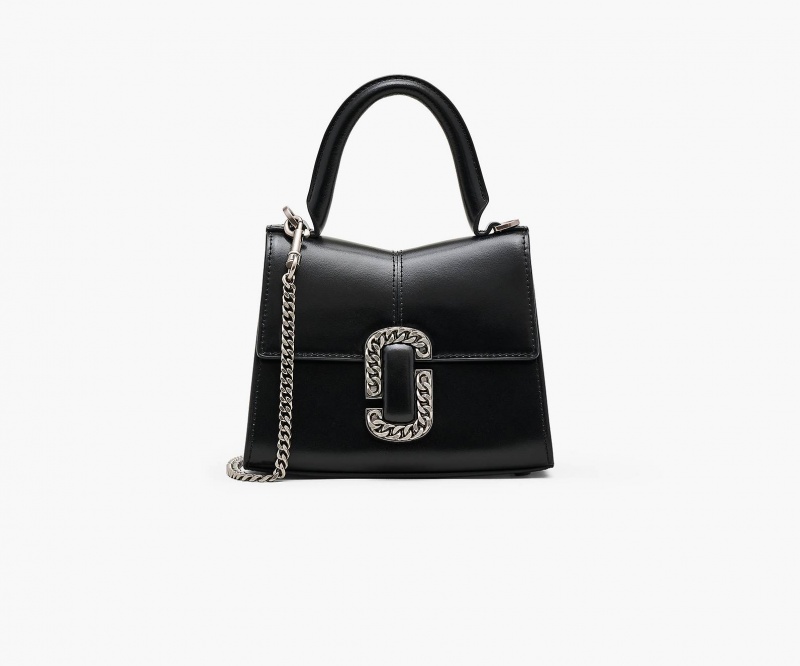 Marc Jacobs The St. Marc Mini Top Handbag Black / Silver | Australia_MJ19982