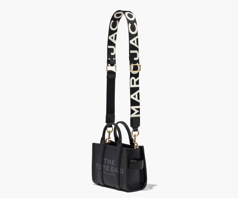 Marc Jacobs The Thin Logo Webbing Bag Strap Black / White | Australia_MJ17982