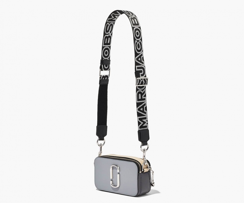 Marc Jacobs The Thin Outline Logo Webbing Bag Strap Black / Silver | Australia_MJ69796