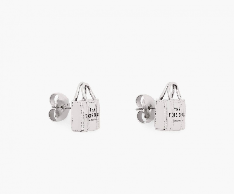 Marc Jacobs The Tote Bag Stud Earrings Light Silver | Australia_MJ36205