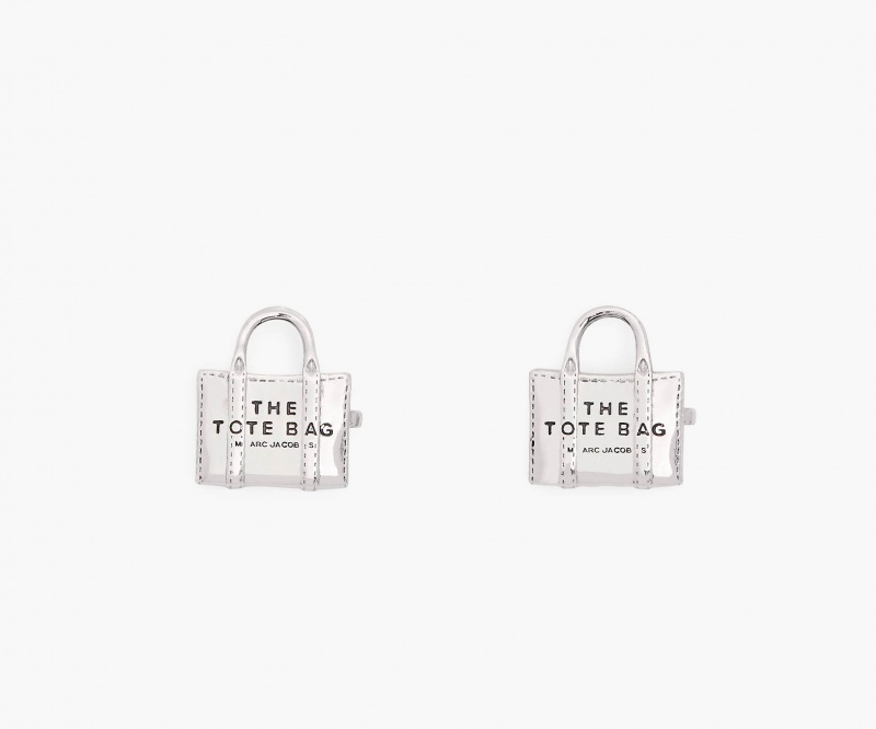 Marc Jacobs The Tote Bag Stud Earrings Light Silver | Australia_MJ36205